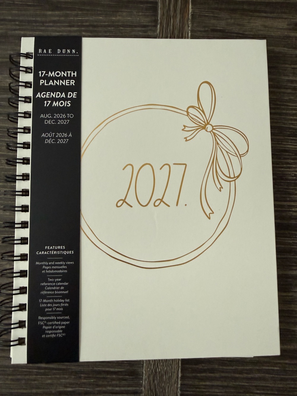 NWT Rae Dunn 2027 Hard Cover Planner 
Smoke Free Home